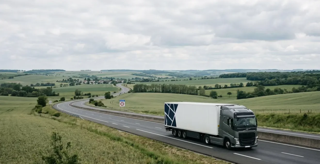 Poids lourd moderne circulant sur une route française, illustrant la transition vers une logistique durable